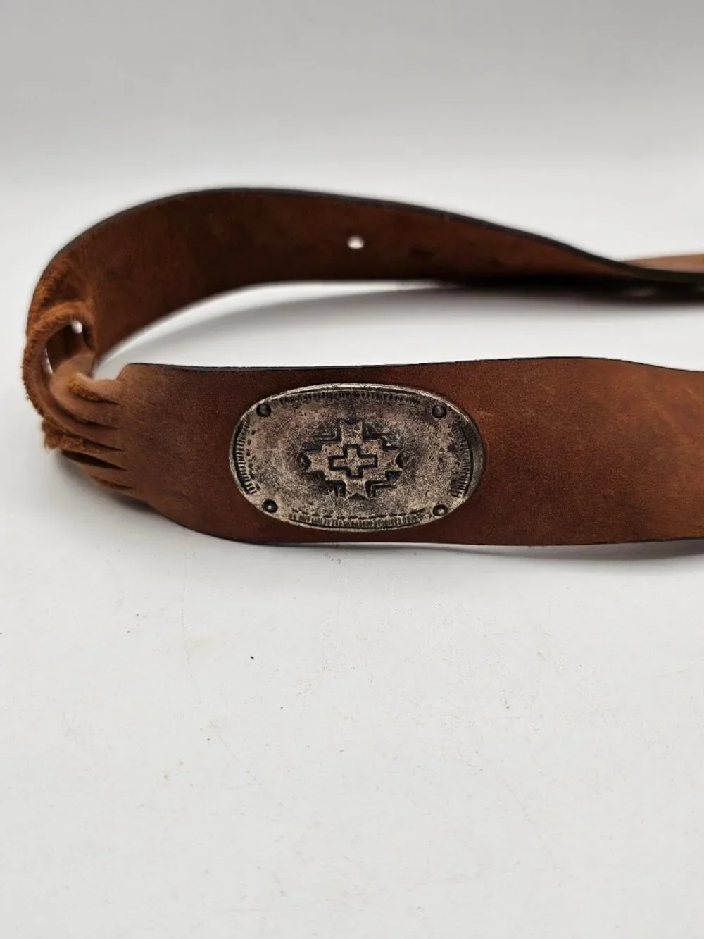 Handmade Western Leather Belt w/ Braided Detail & Engraved
